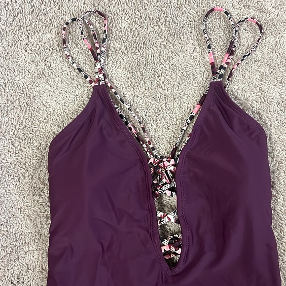 One piece bathing suit - Purple lace up - Picture 2 of 4